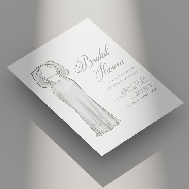 Convite Chá de panela monocromático único personalizado (Personalized Unique Monochrome Bridal Shower Invitation)