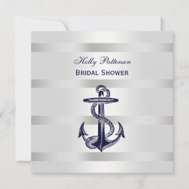 Convite Chá de panela Náutico Blue Anchor Silver Wt BG SQ