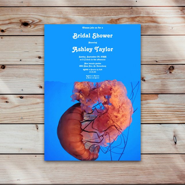 Convite Chá de panela Náutico da medusa azul-Marinho Elega (Criador carregado)