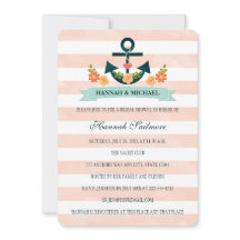 Chá de panela náutico de coral e Marinho