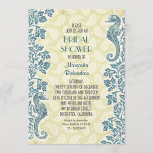 Convite chá de panela náutico dos cavalos marinhos