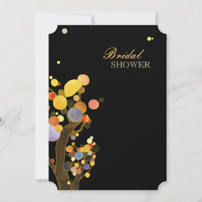Convite Chá de panela Negro Elegante das Árvores Whimsical (Frente)