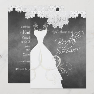 Convite Chá de panela no Chalkboard & White Lace