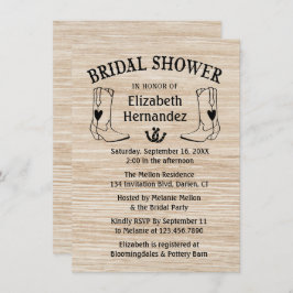 Convite Chá de panela Ocidental Boots Country Wood