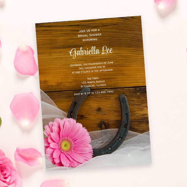 Convite Chá de panela Ocidental do País de Ferradura Rosa  (Criador carregado)