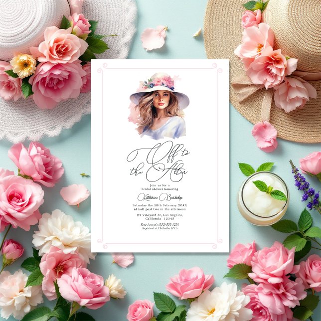 Convite Chá de panela "Off to Altar" inspirado no Derby (Derby-Inspired "Off to the Altar" Bridal Shower Invitation)