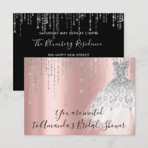 Convite Chá de panela Ondas Cinza Cinza Rosa