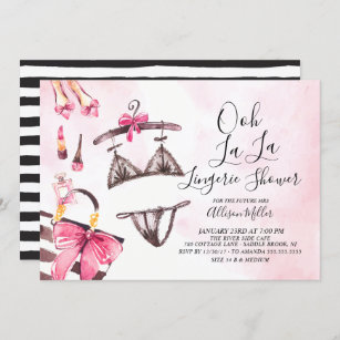 Cartão De Informações Lingerie de Bachelorette do Chá de panela