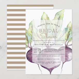 Convite Chá de panela orgânico da aguarela do vegetarian