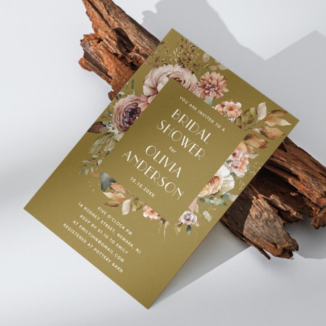 Convite Chá de panela ouro | Jardim Rustic Boho (Criador carregado)