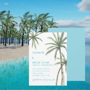 Convite Chá de panela Palm Tree Turquoises