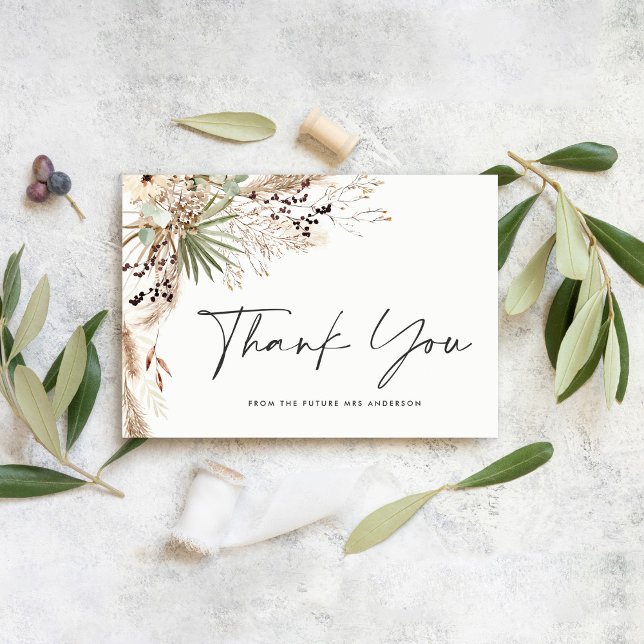 Convite Chá de panela pampas herdeiro moderno boho elegant (Criador carregado)