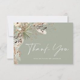 Convite Chá de panela pampas moderno sábio obrigado verde