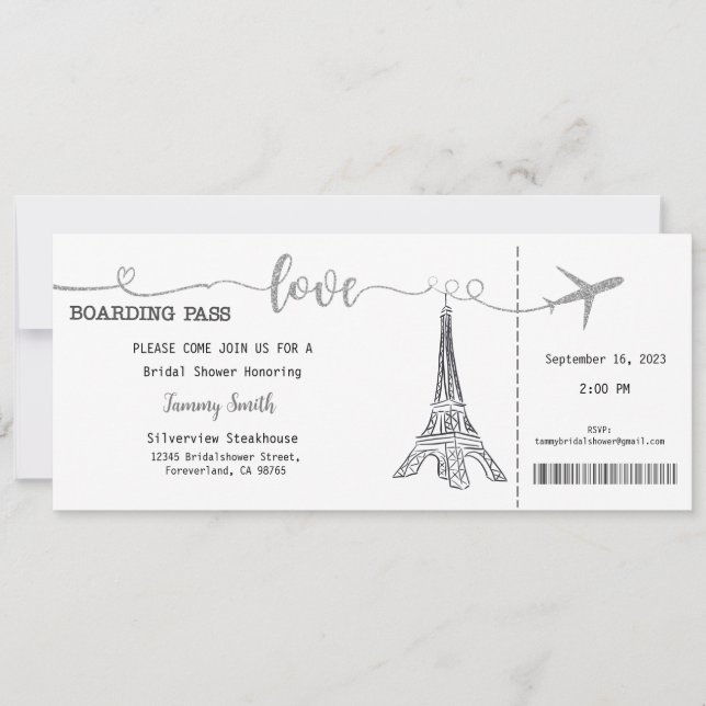 Convite Chá de panela, Papéis de carta de casamento (Frente)