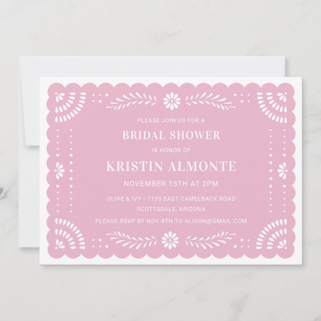 Convite Chá de panela Papel Picado Mexicano (Frente)