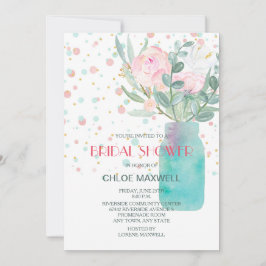 Convite Chá de panela Pastel Confetti Mason Jar