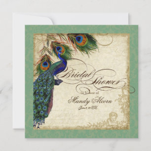 Convite Chá de panela Peacock & Feathers Convide Verde