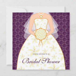 Convite Chá de panela Personalizado De Vestido De Plum Wed