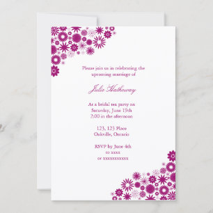 Convite Chá de panela Personalizado do Fúchsia Florals