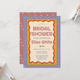 Convite Chá de panela PERSONALIZADO do Retro Boho Fun