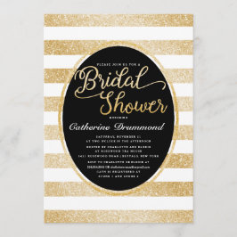 Convite Chá de panela Personalizado Glitter Dourado Preto-