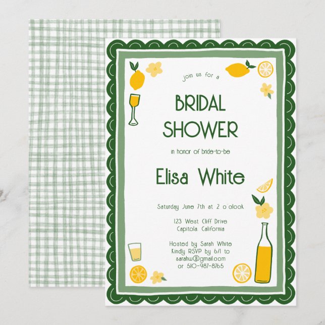Convite Chá de panela PERSONALIZADO Limoncello Lemonade (Frente/Verso)