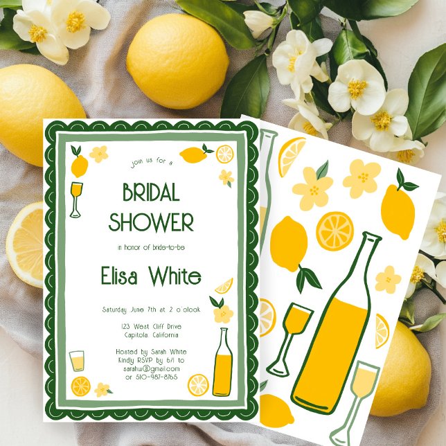 Convite Chá de panela PERSONALIZADO Limoncello Lemonade (Limoncello Lemonade Lemons  Cute CUSTOM Bridal Shower Invitation
)