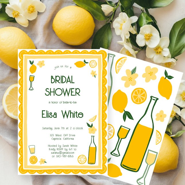 Convite Chá de panela PERSONALIZADO Limoncello Lemonade (Limoncello Lemonade Lemons CUSTOM  Cute Bridal Shower Invitation
)