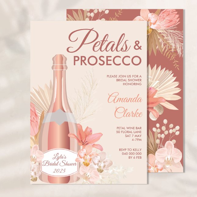 Convite Chá de panela Petals & Prosecco Boho (Criador carregado)
