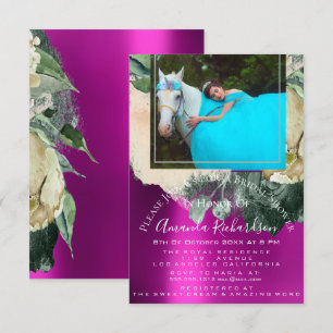 Convite Chá de panela Photo Pink Floral Birthday Unicorn