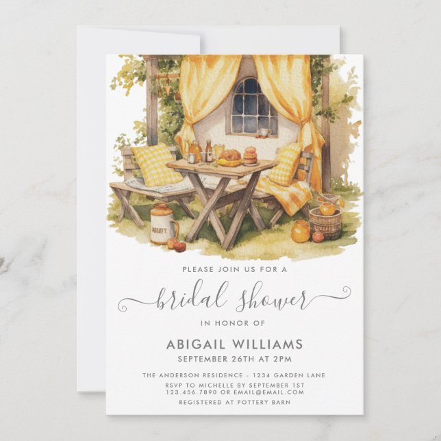 Convite Chá de panela Picnic Orange Citrus do Partido do J (Frente)