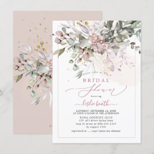 Convite Chá de panela PixDezines Pink Gum Eucalyptus Dusty