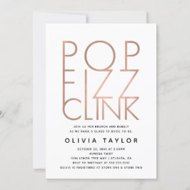 Convite Chá de panela pop Fizz Clink, Rosa Dourado