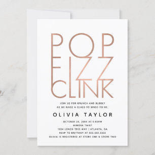 Convite Chá de panela pop Fizz Clink, Rosa Dourado