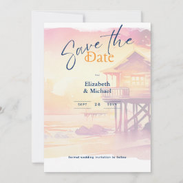 Convite Chá de panela Praia Costeira Sunset Salve As Datas