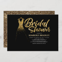 Chá de panela Preto Dourado De Casamento Com Brilh