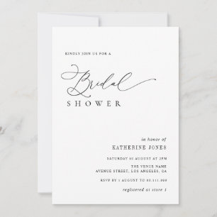 Convite chá de panela preto e branco com script elegante