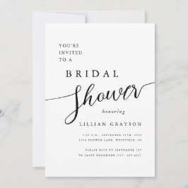 Convite Chá de panela preto e branco de script romântico m