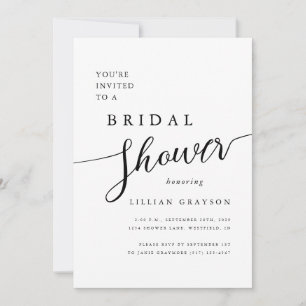 Convite Chá de panela preto e branco de script romântico m