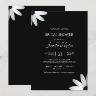 Convite Chá de panela Preto e Branco Floral