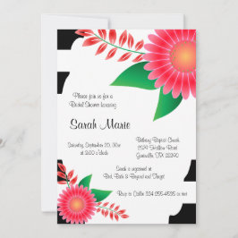 Convite Chá de panela Preto e Branco | Flores Rosa