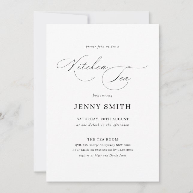 Convite Chá de panela preto e branco simples (Frente)