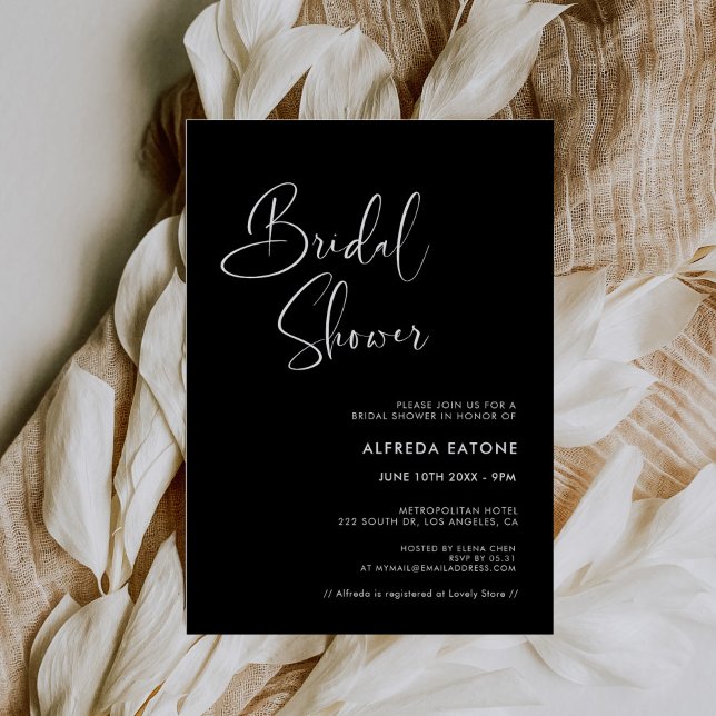 Convite Chá de panela Preto Elegante e Moderno (Criador carregado)