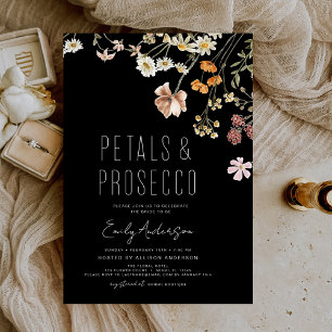 Convite Chá de panela Preto para Petais e Prosecco