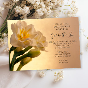 Convite Chá de panela Primavera de Daffodils Branco