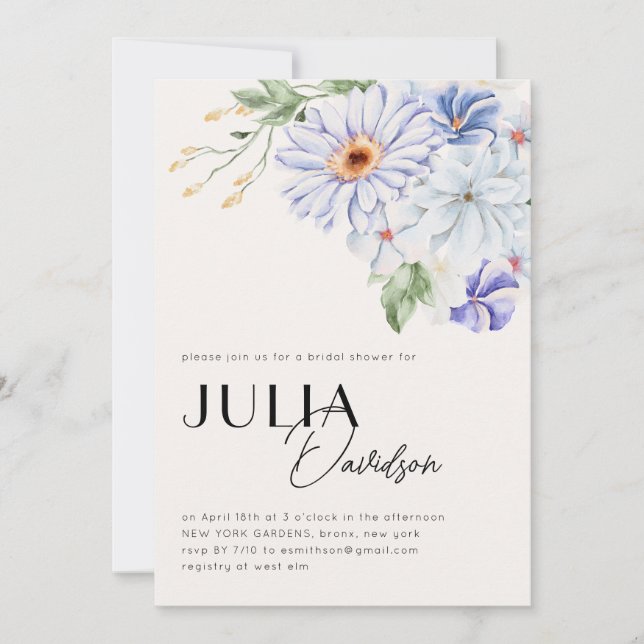 Convite Chá de panela primavera Lila Purple Flowers Garden (Frente)