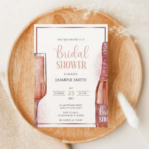Convite Chá de panela Prosecco Dourado Brunch e Rosa Bubbl