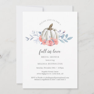 Convite chá de panela Pumpkin branco rosa rosa queda no am