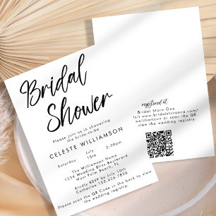 Convite Chá de panela QRCode minimalista manuscrito