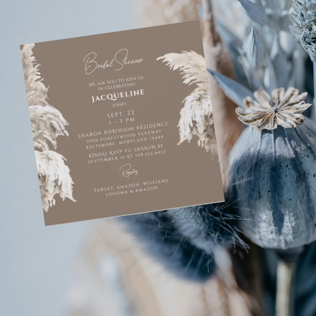 Convite Chá de panela Quadrado Bohemian Lush Boho Brown (Criador carregado)